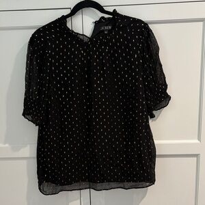 J. Crew Black Blouse with Gold Dots